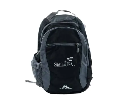 Black and grey SkillsUSA backpack by High Sierra